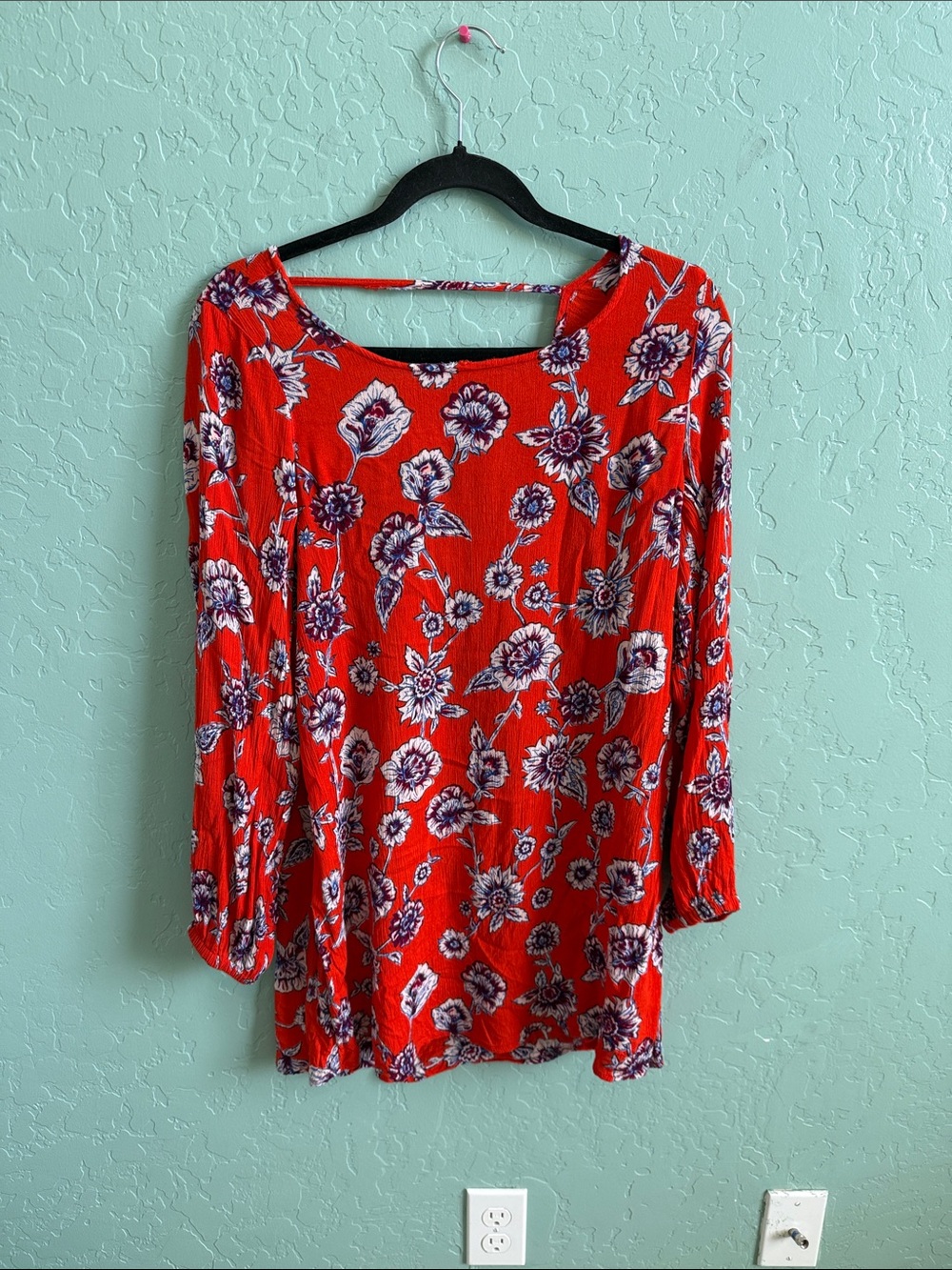 Women’s Red/orange Floral Long-Sleeve dress